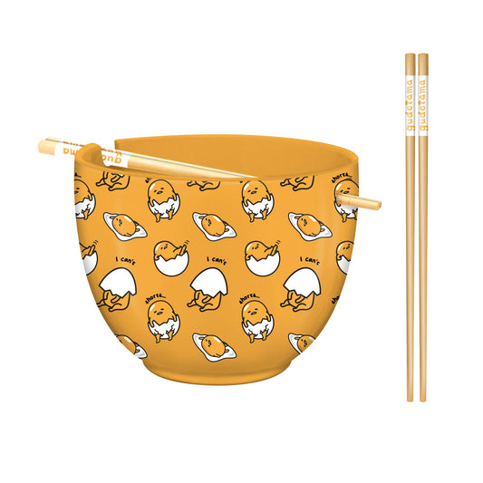 Gudetama 20oz Ceramic Ramen Bowl with Chopsticks - #shop_name Silver BuffaloBowls