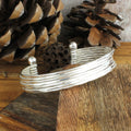 Hammered Silver 7 Line Cuff Bracelet - #shop_name ZADGifts
