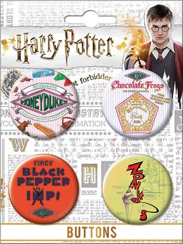 Harry Potter Hogsmead BT4 Carded 4 Button Set - #shop_name Ata BoyButtons