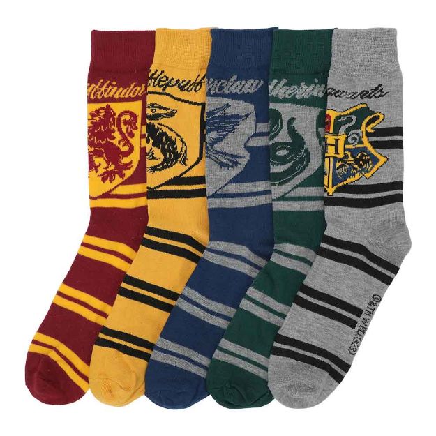 Harry Potter House Crests 5 Pair Crew Socks - #shop_name BioworldSocks