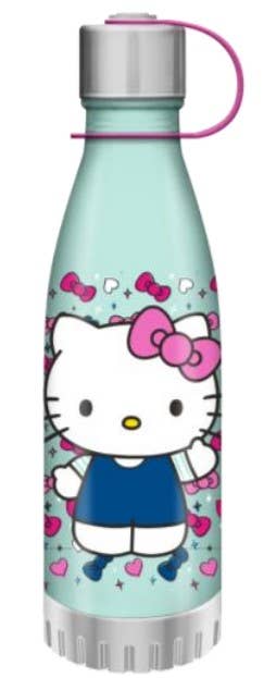 Hello Kitty Bows & Hearts 20oz Curved Plastic Water Bottle - #shop_name Silver BuffaloGifts