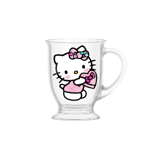 Hello Kitty Candy Hearts Glitter 15oz Footed Base Glass Mug - #shop_name Silver BuffaloDrinkware