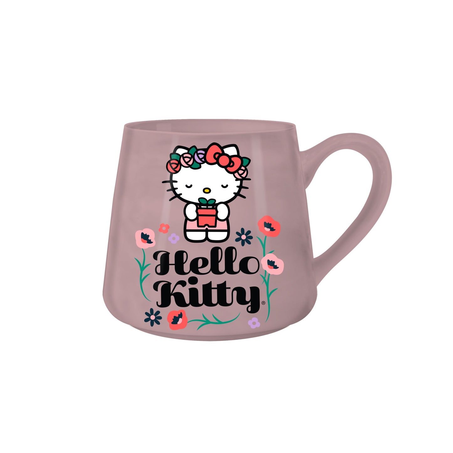 Hello Kitty Flower Badge 14oz Tapered Pottery Mug - #shop_name Silver BuffaloDrinkware