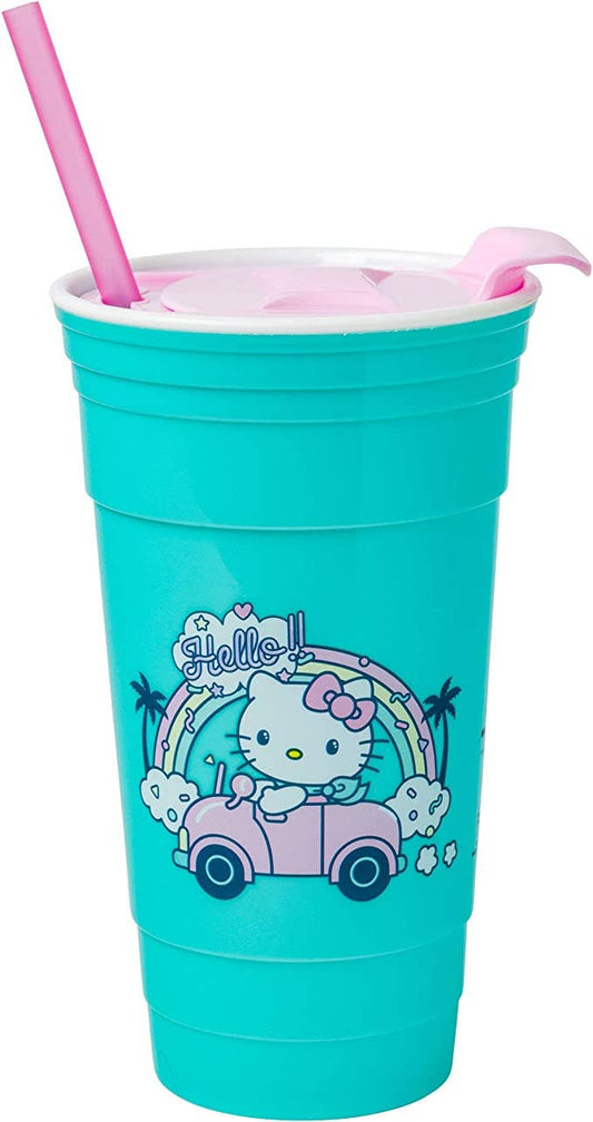 Hello Kitty Rainbow Car 32oz Plastic Tumbler with Lid - #shop_name Silver BuffaloDrinkware