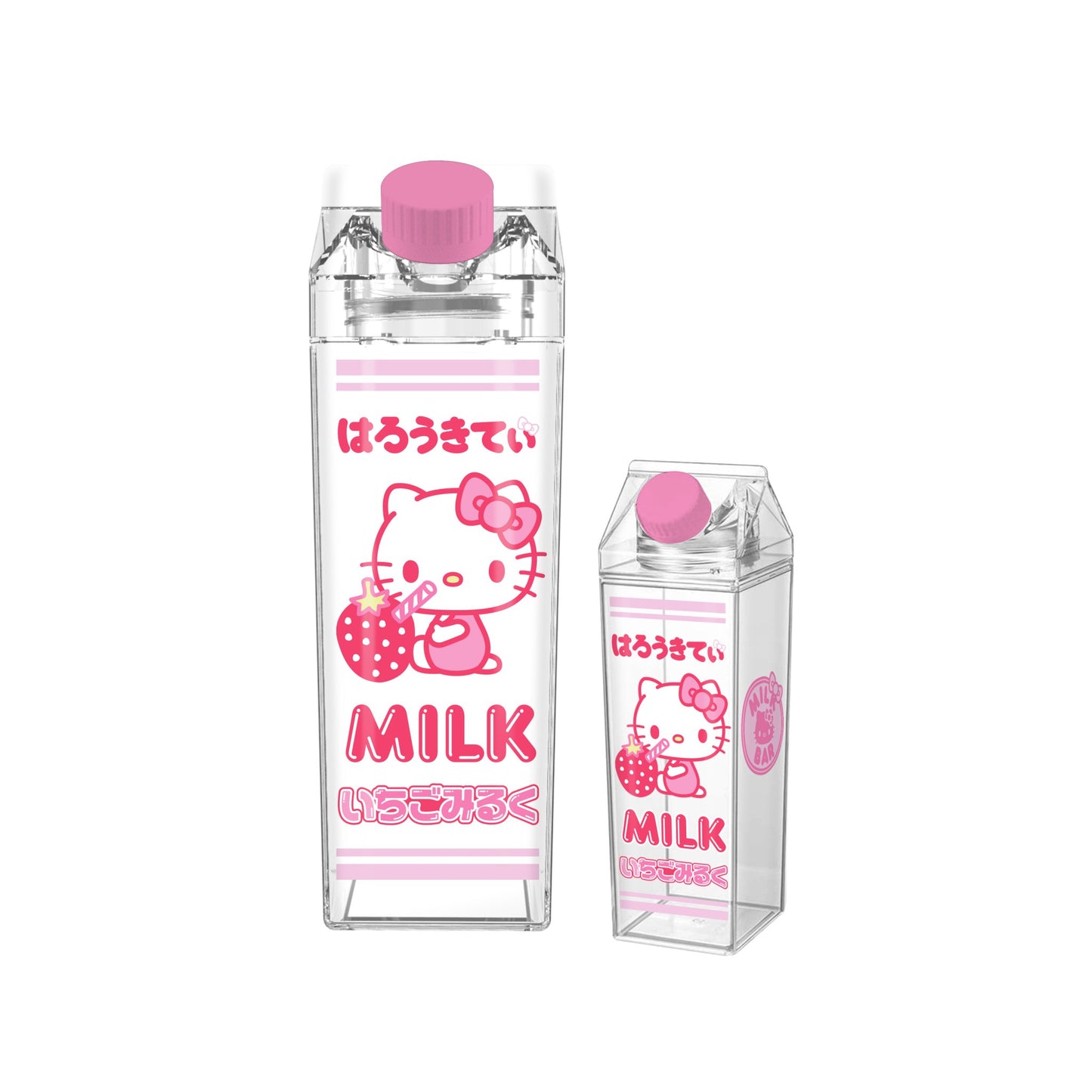 Hello Kitty Strawberry 16.2oz Plastic Milk Carton Bottle - #shop_name Silver BuffaloDrinkware