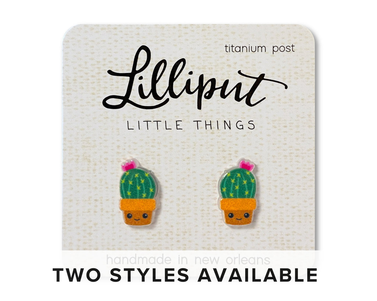 Kawaii Cactus Earrings: Yellow Flowers - #shop_name Lilliput Little ThingsGifts