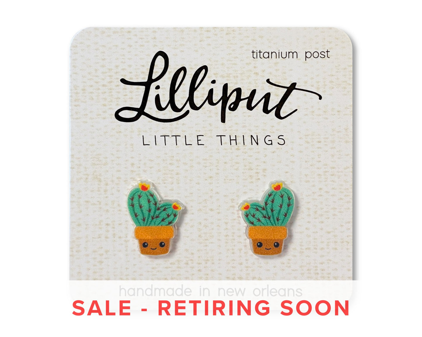 Kawaii Cactus Earrings: Yellow Flowers - #shop_name Lilliput Little ThingsGifts