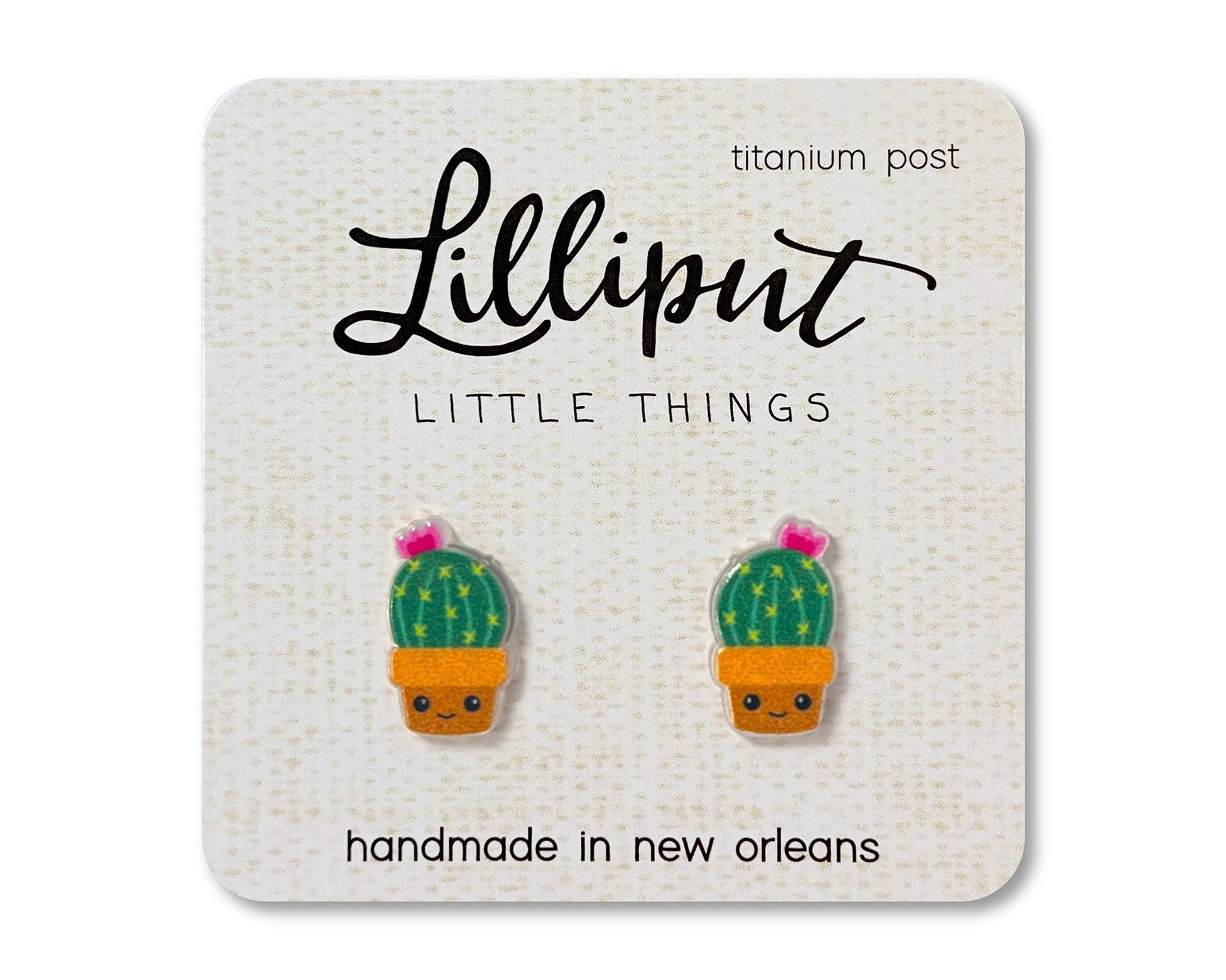 Kawaii Cactus Earrings: Yellow Flowers - #shop_name Lilliput Little ThingsGifts