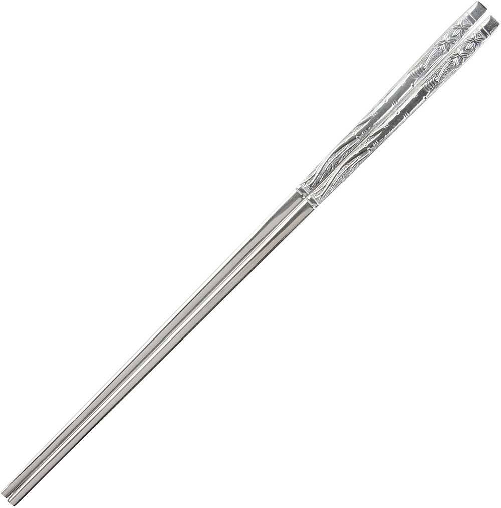 Korean Stainless Steel Chopsticks Embossed Bamboo - #shop_name Wholesale ChopsticksKitchen