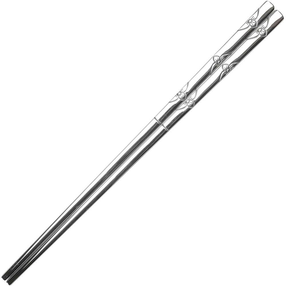 Korean Stainless Steel Chopsticks Polished Flowers - #shop_name Wholesale ChopsticksKitchen