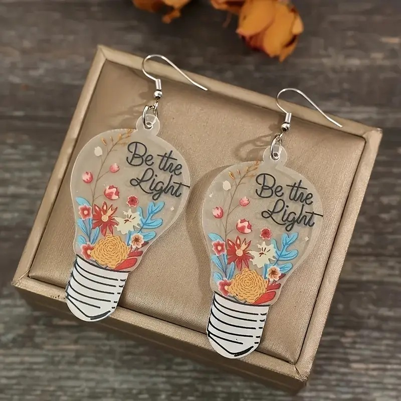 Be The Light Floral Lightbulb Earrings