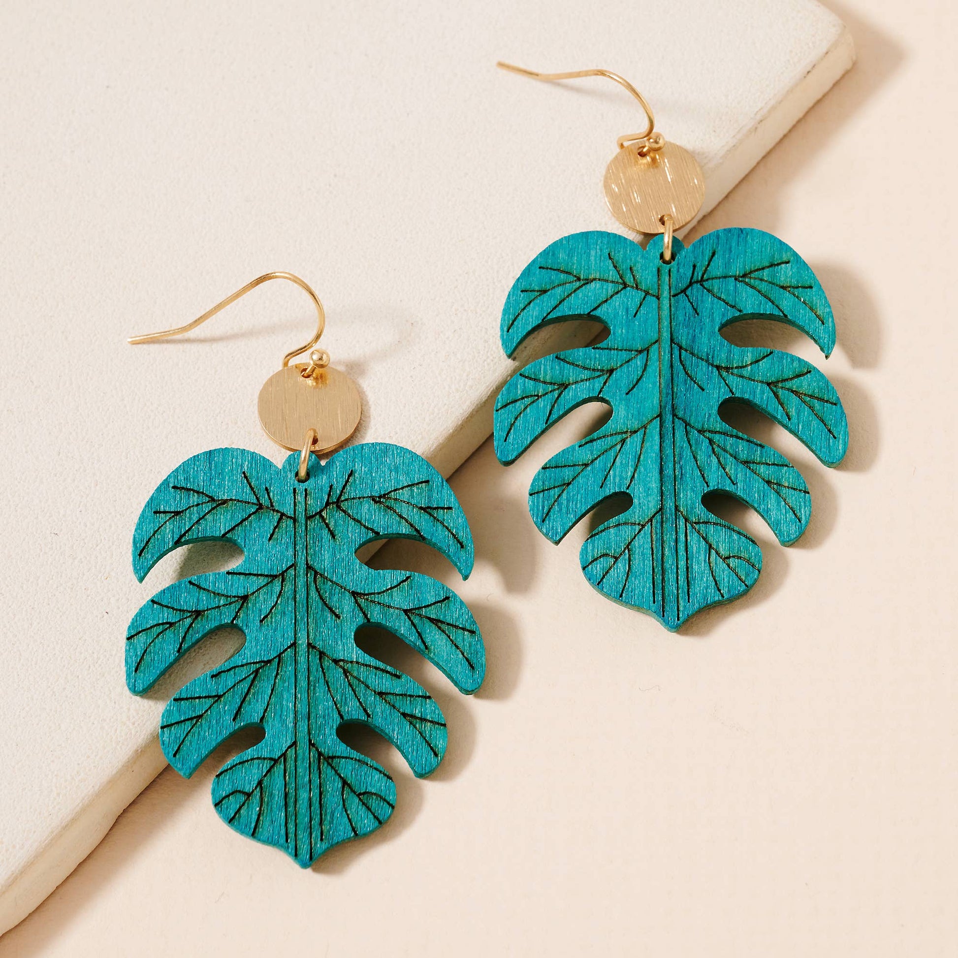 Leaf Wood Dangling Earrings - #shop_name Avenue ZoeBoutique Jewelry