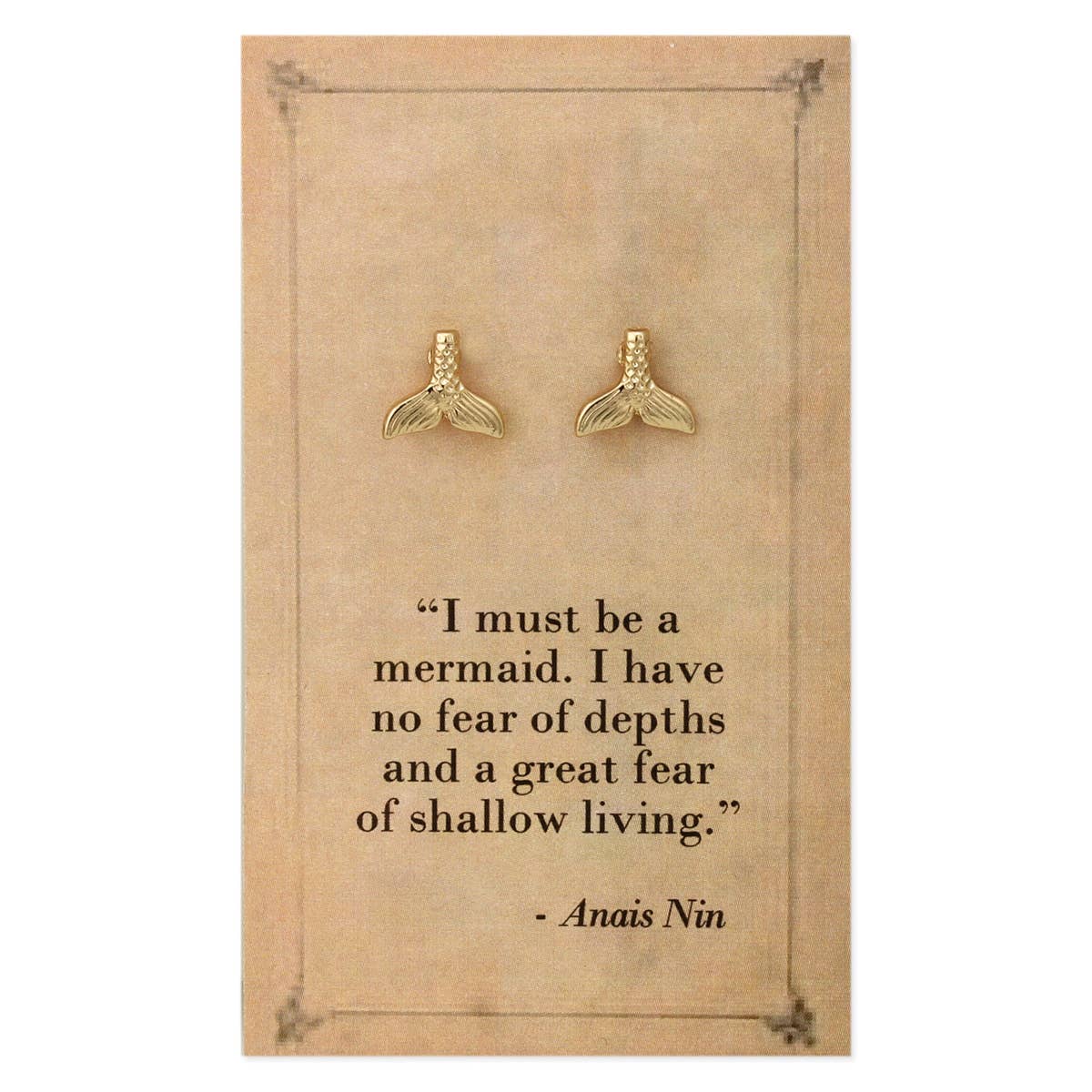 Literary Quote Mermaid Tail Post Earrings - #shop_name ZADBoutique Jewelry