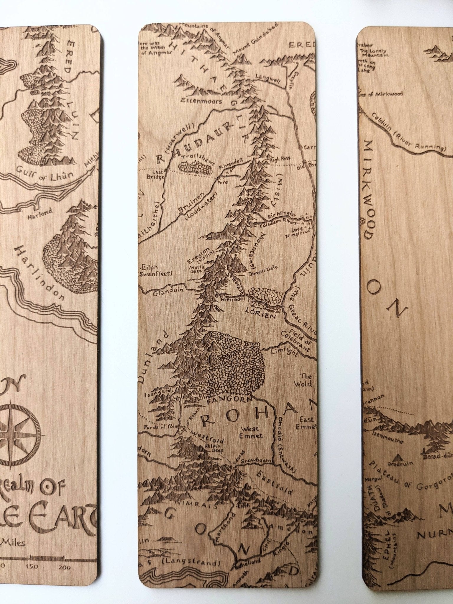 LOTR Rohan Gondor Map Wooden Bookmark - #shop_name NTSD Gaming and Bookish GoodsGifts