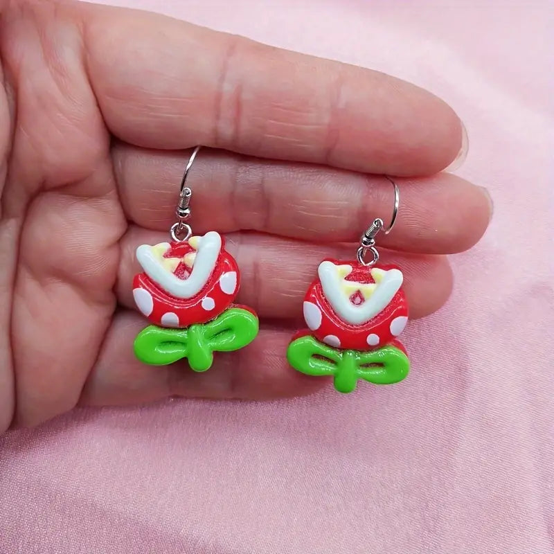 Mario Piranha Flower Inspired Earrings