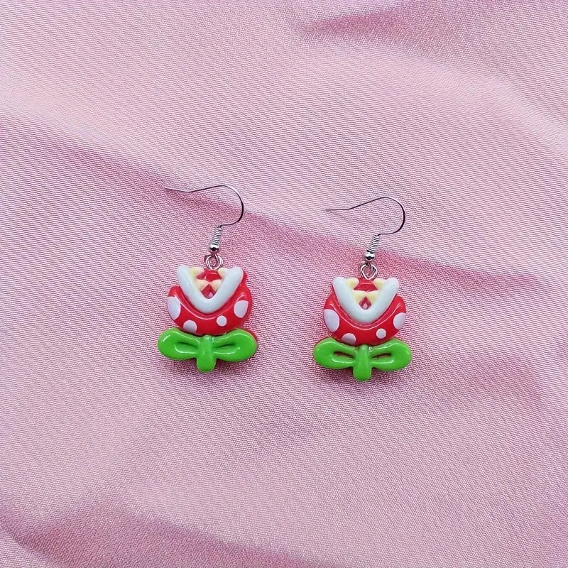 Mario Piranha Flower Inspired Earrings