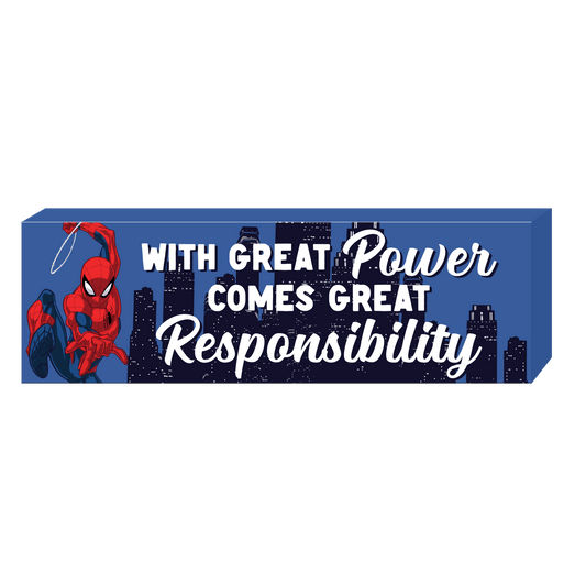 Marvel Comics 3.75” x 12” x 1.5” MDF Box Sign - #shop_name Silver BuffaloWall Art