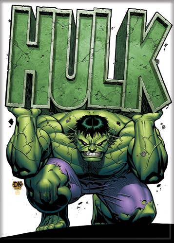 Marvel Comics¬© Hulk Holding Name Magnet 2.5" x 3.5" - #shop_name Ata BoyMagnets