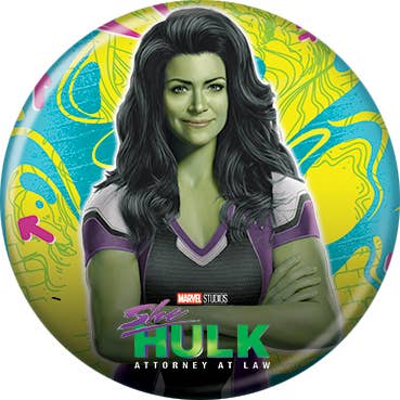 Marvel Comics© She Hulk Standing On Yellow Buttons 1.25" Round - #shop_name Ata BoyButtons