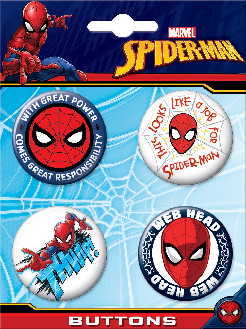 Marvel Comics© Spider - Man Comic Bt4 Carded 4 Button Sets - #shop_name Ata BoyButtons