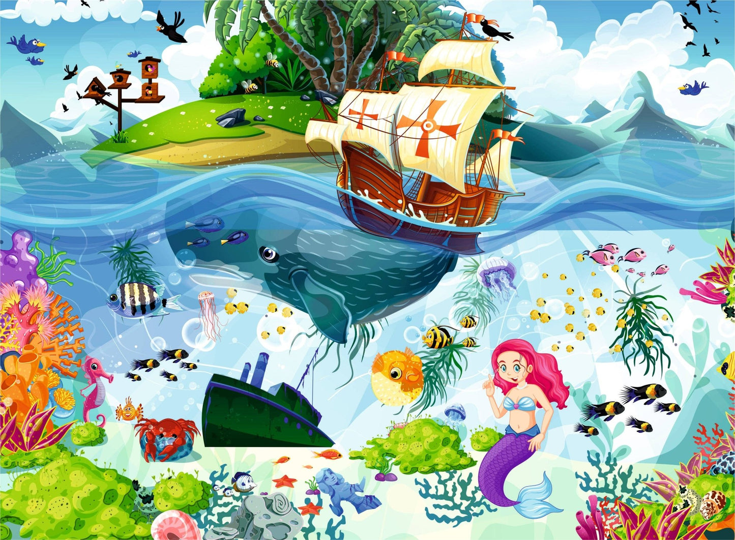 Mermaid Island 500 Pieces Jigsaw Puzzles - #shop_name Brain Tree Games LLCPuzzles