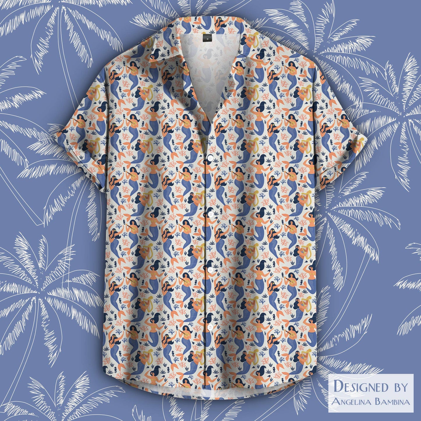 Mermaid Party Pattern Button - up Unisex Shirt, Sizes S - 5XL - #shop_name Sharp ShirterGifts