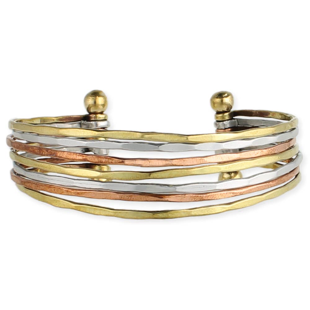 Mixed Metal Hammered Cuff Bracelet - #shop_name ZADGifts