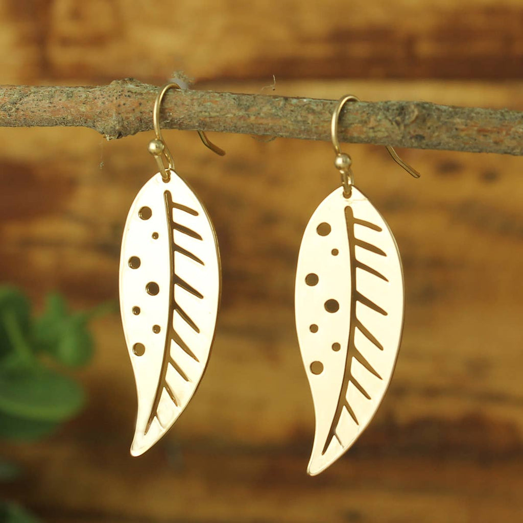 Modern Autumn Gold Leaf Earring - #shop_name ZADGifts