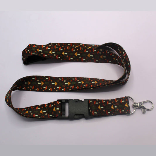 Mushrooms and Flowers Lanyard - #shop_name KalanGifts