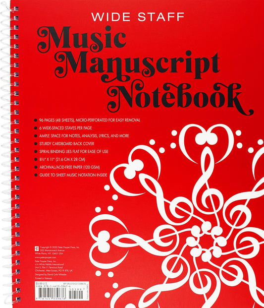 Music Manuscript Notebook (Wide Staff) - #shop_name Peter Pauper PressGifts