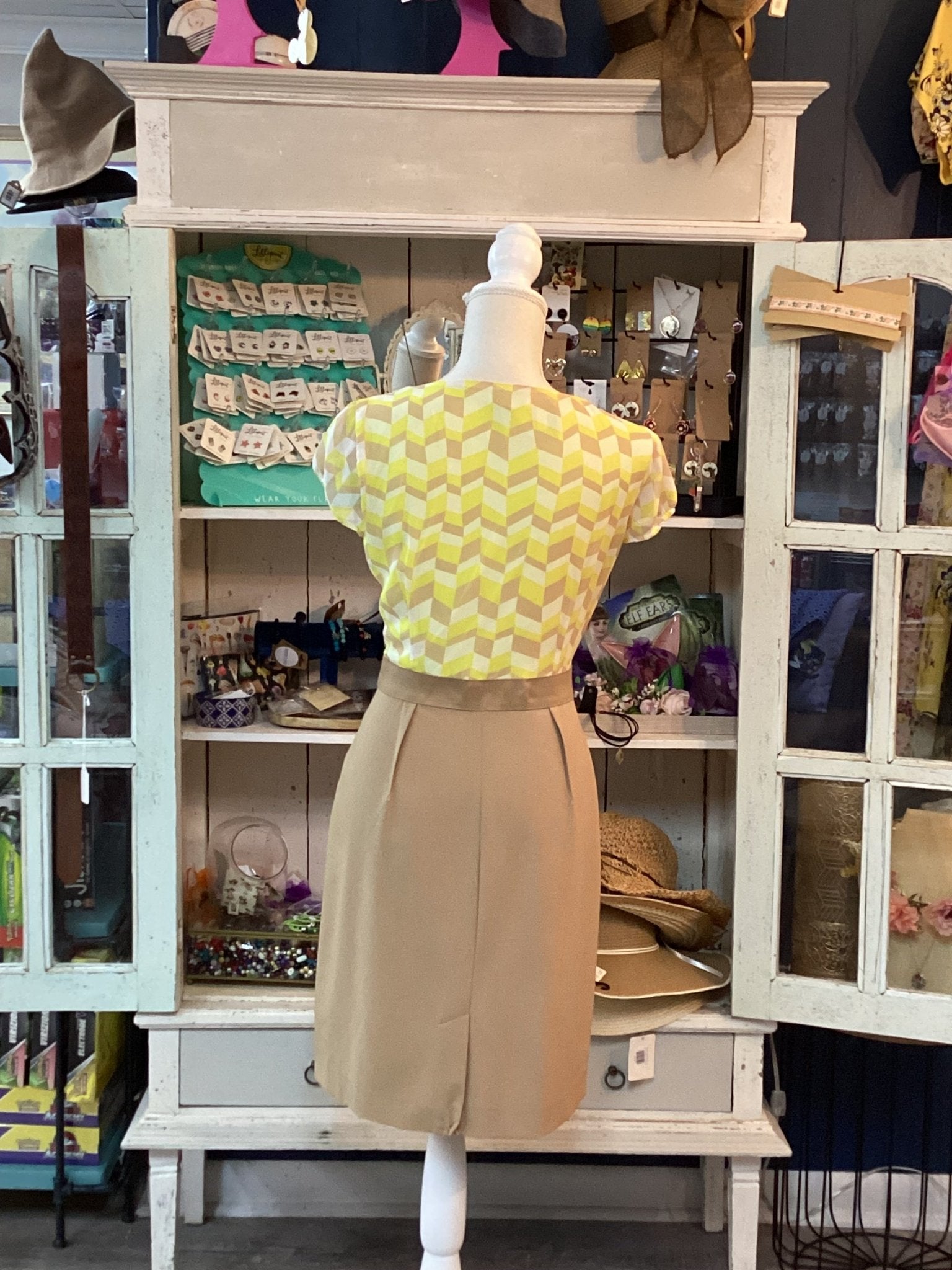 New York & Company : yellow and Tan Dress Size Medium - #shop_name Jess's Unique BoutiqueBoutique Dresses
