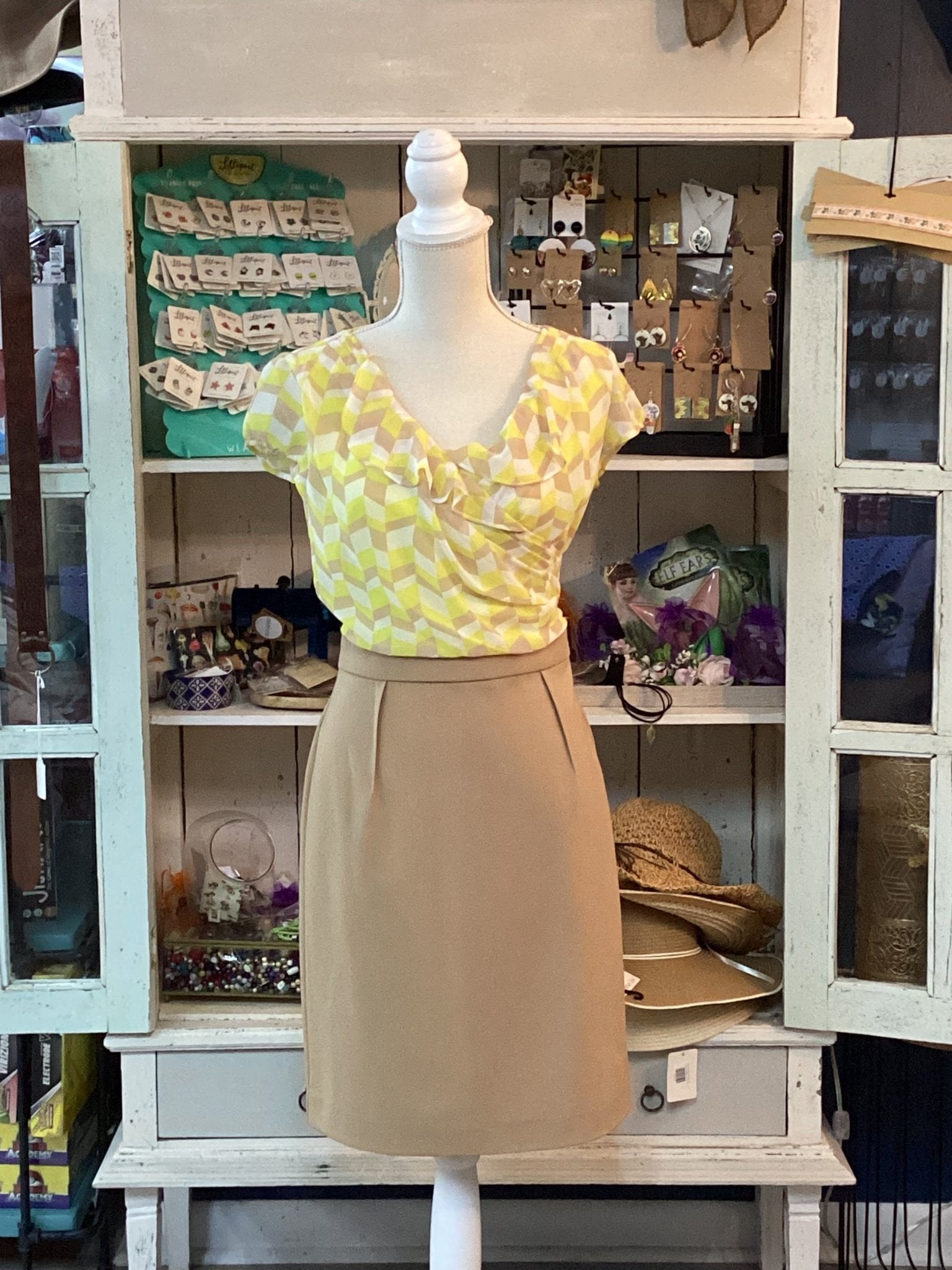 New York & Company : yellow and Tan Dress Size Medium - #shop_name Jess's Unique BoutiqueBoutique Dresses