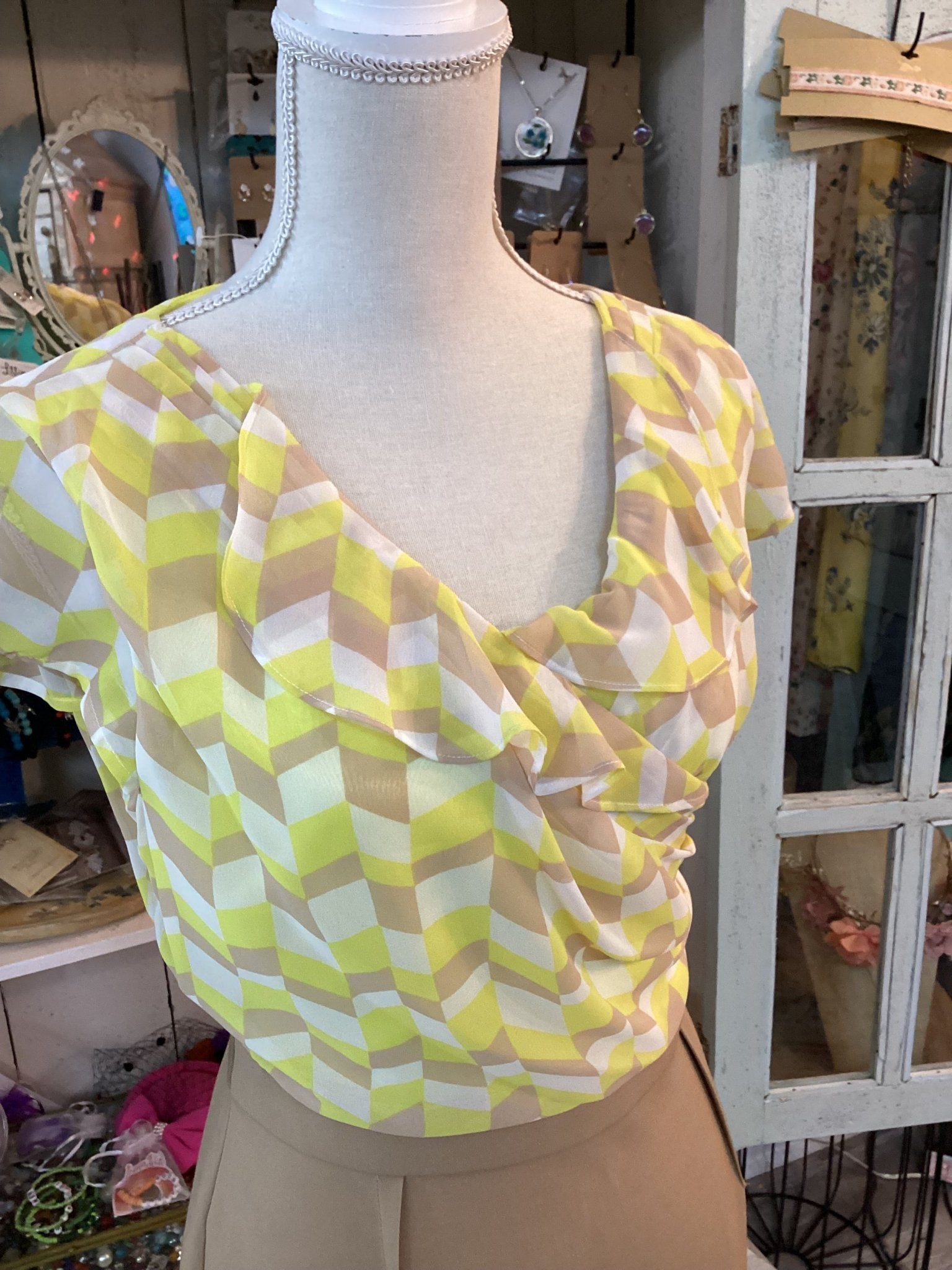 New York & Company : yellow and Tan Dress Size Medium - #shop_name Jess's Unique BoutiqueBoutique Dresses