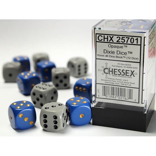 Opaque: 16mm D6 Dixie Dice (12) - #shop_name AllianceTrading Card Accessories