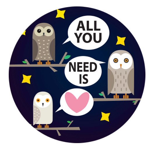 Owls and Love 1.25" Button - #shop_name KalanGifts