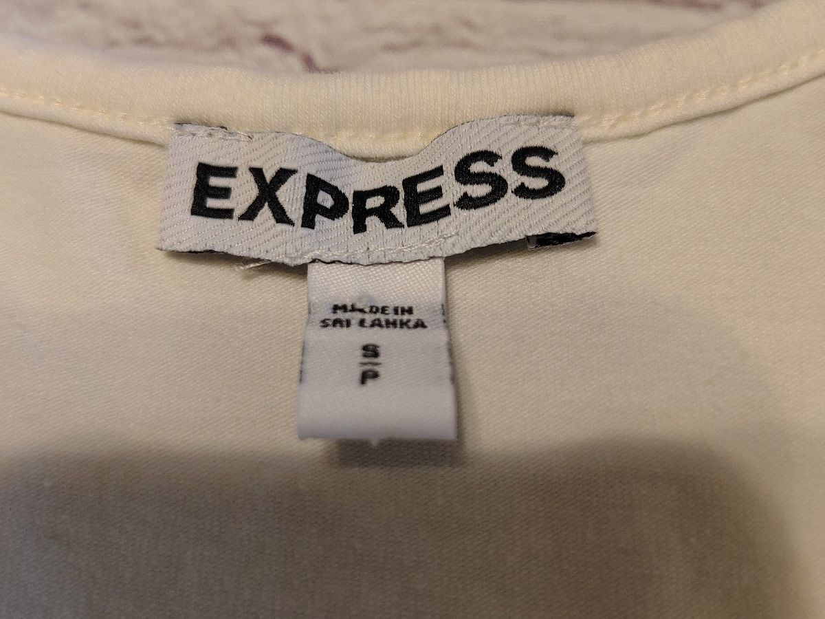 Express Women's White Lace Sleeve Peplum Top Size Small