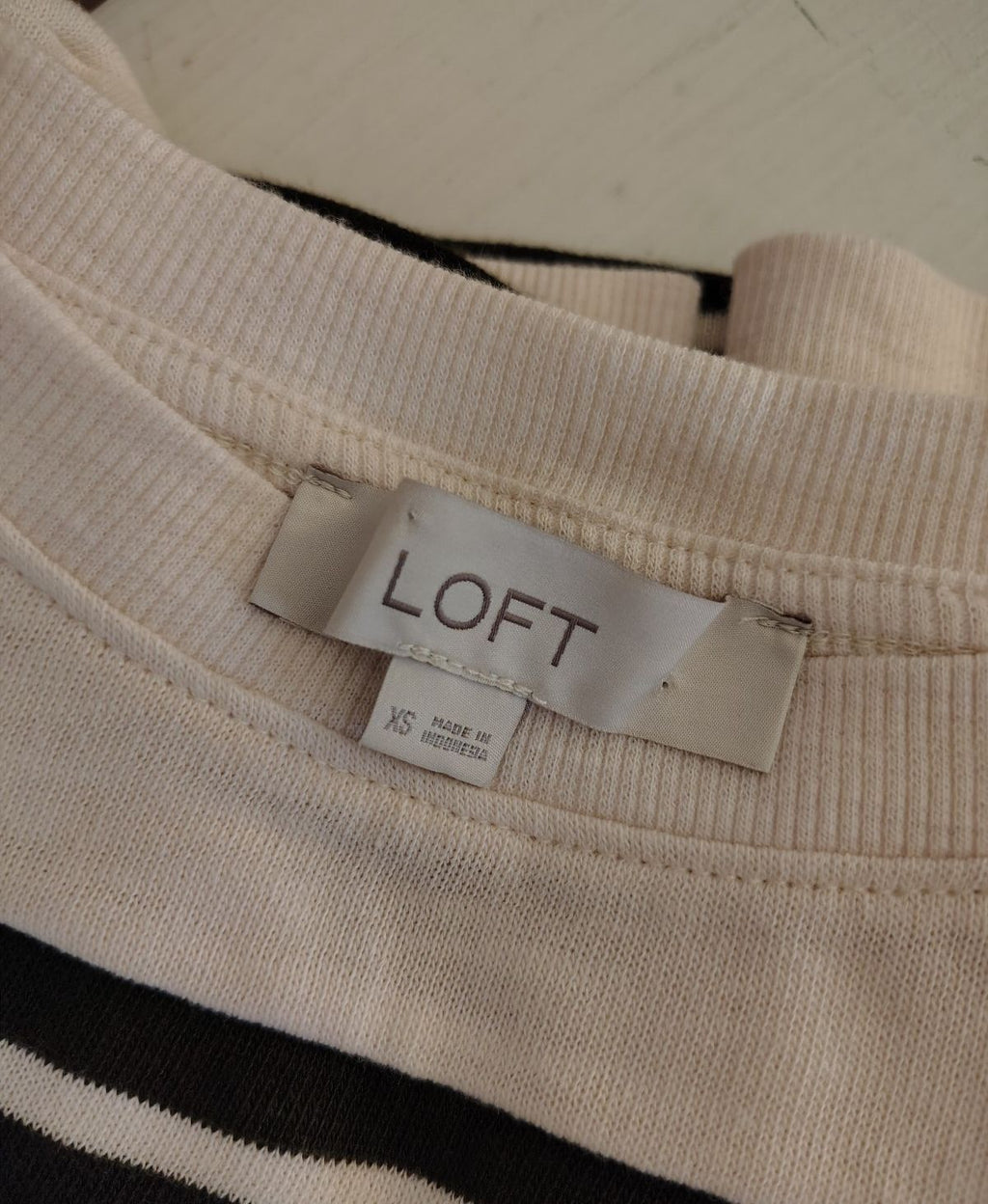 LOFT Women's XS Striped Long Sleeve Cotton Blend Sweater