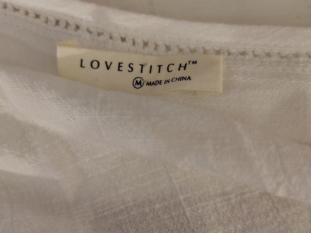 Lovestitch White Embroidered Button-Up Blouse medium