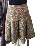 Mark Medium Brocade A-Line Skirt in Gold and Brown with Plea