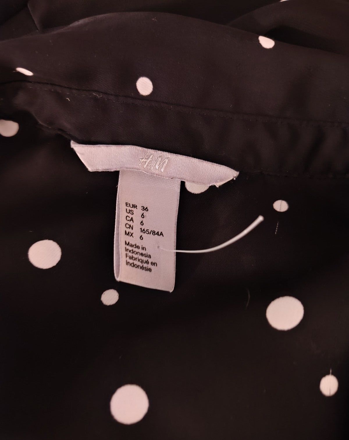H&M Black and White Polka Dot Long Sleeve Button-Up Shirt, 6