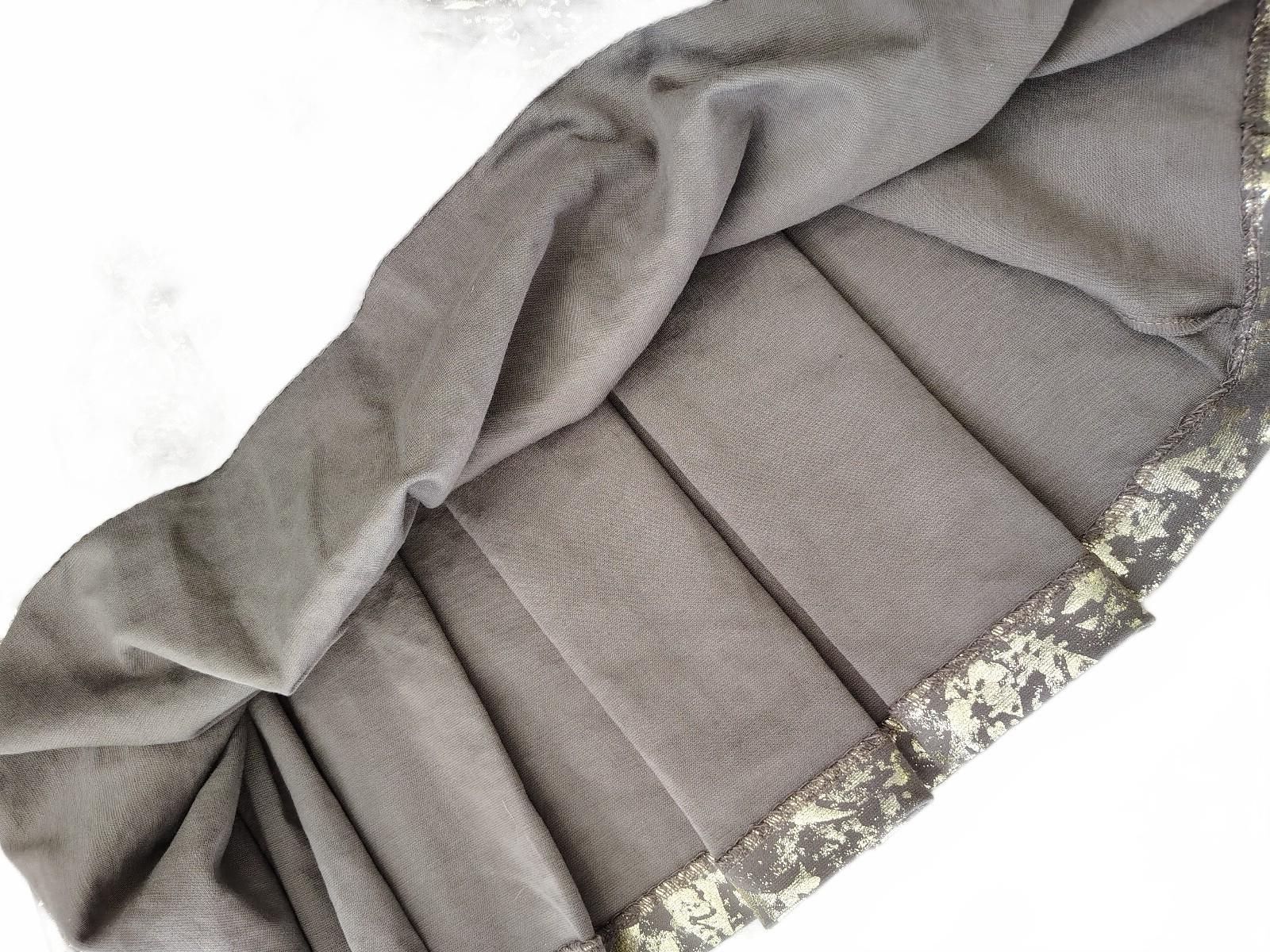Mark Medium Brocade A-Line Skirt in Gold and Brown with Plea