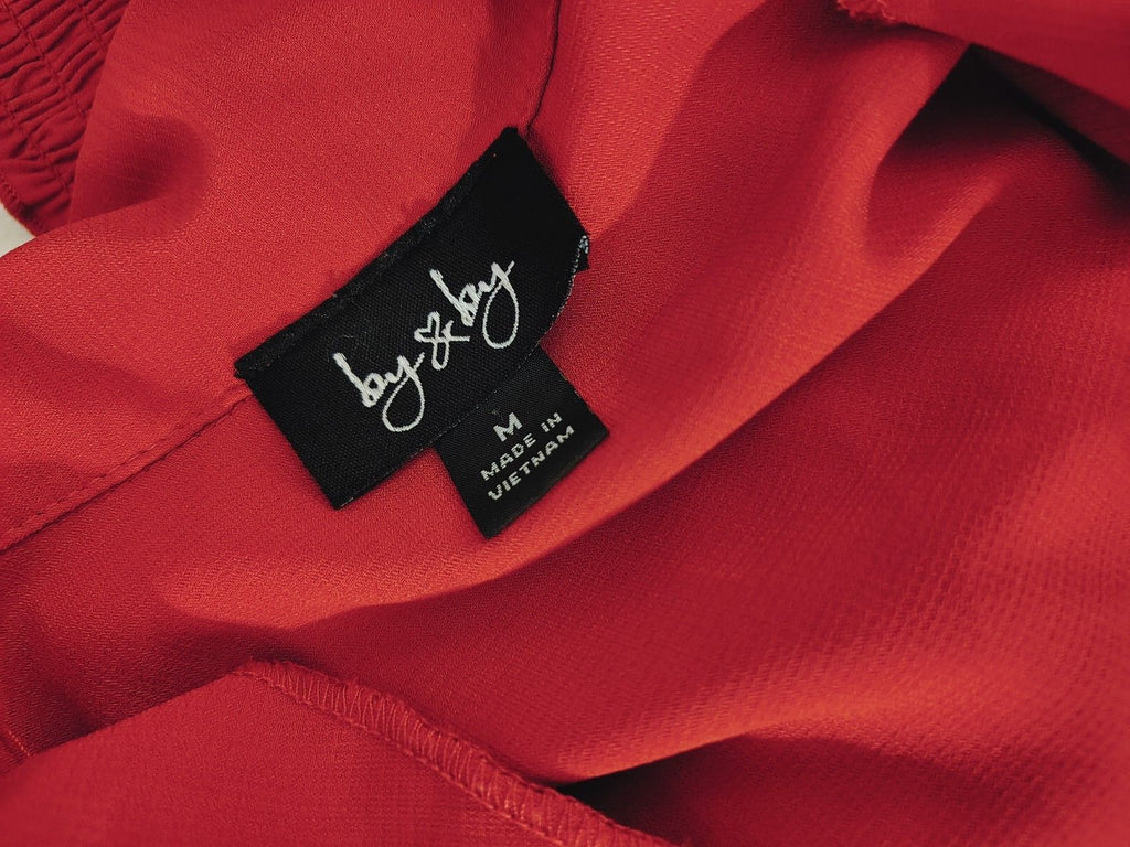 By & By Women's Button-Up Blouse w/Smocked Waist Medium