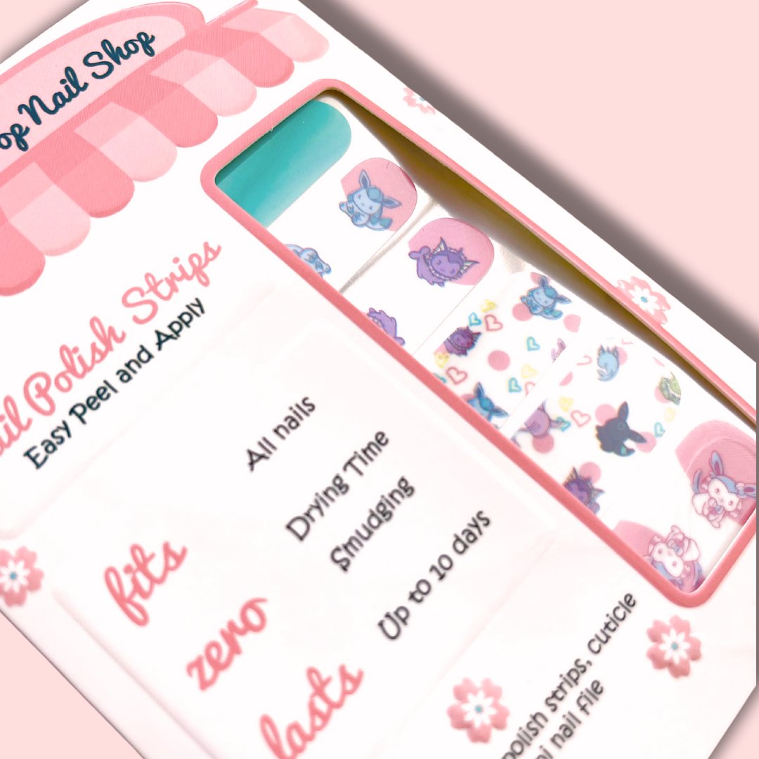 Pastel Eevolution|Nail Wraps|Anime Nail Stickers - #shop_name Cutie Pop Nail ShopBeauty