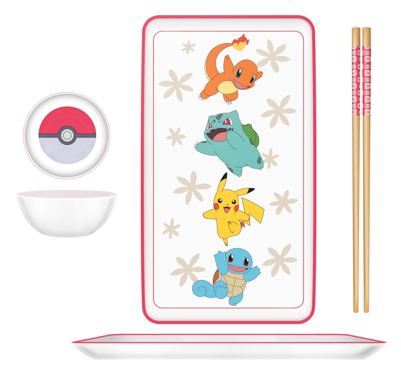 Pokemon Vertical Group Red Sun Boxed 3pc Ceramic Sushi Set - #shop_name Silver BuffaloGifts