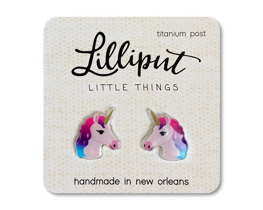 Rainbow Unicorn Earrings - #shop_name Lilliput Little ThingsGifts