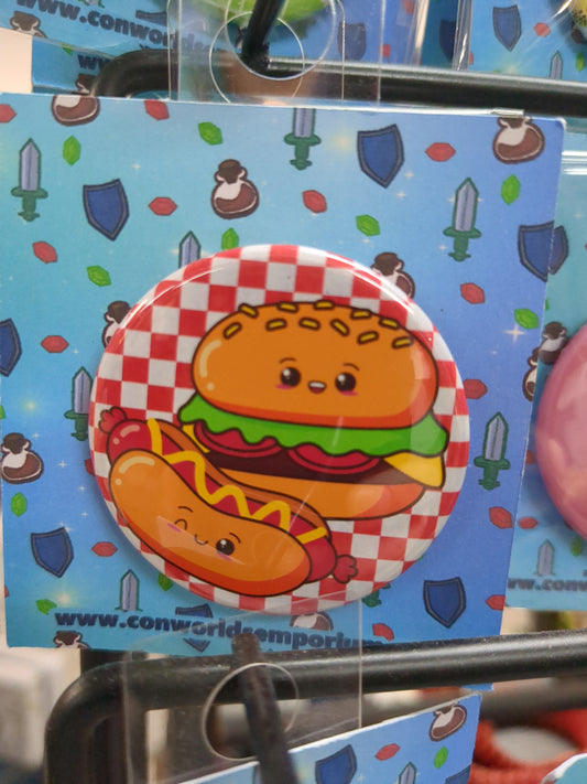 Burger & Hotdog Button 1.75"