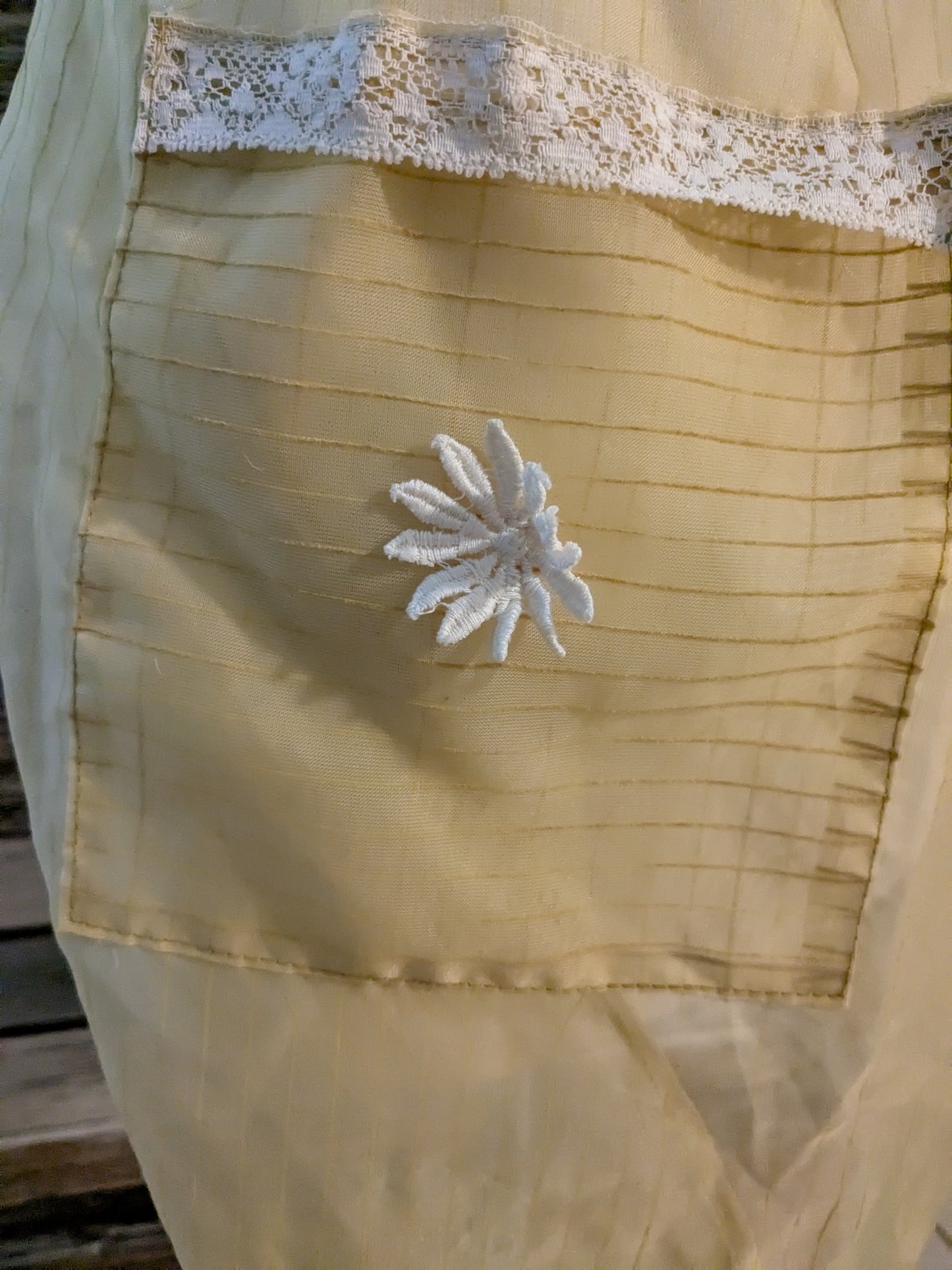 Vintage Yellow Apron with Lace detail
