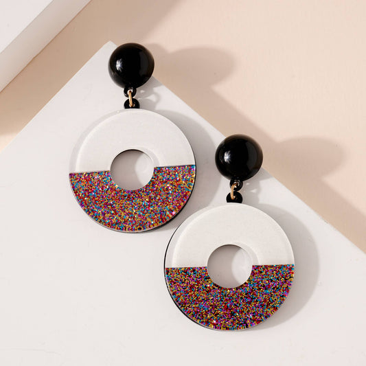 Round Glitter Dangling Earrings - #shop_name Avenue ZoeBoutique Jewelry