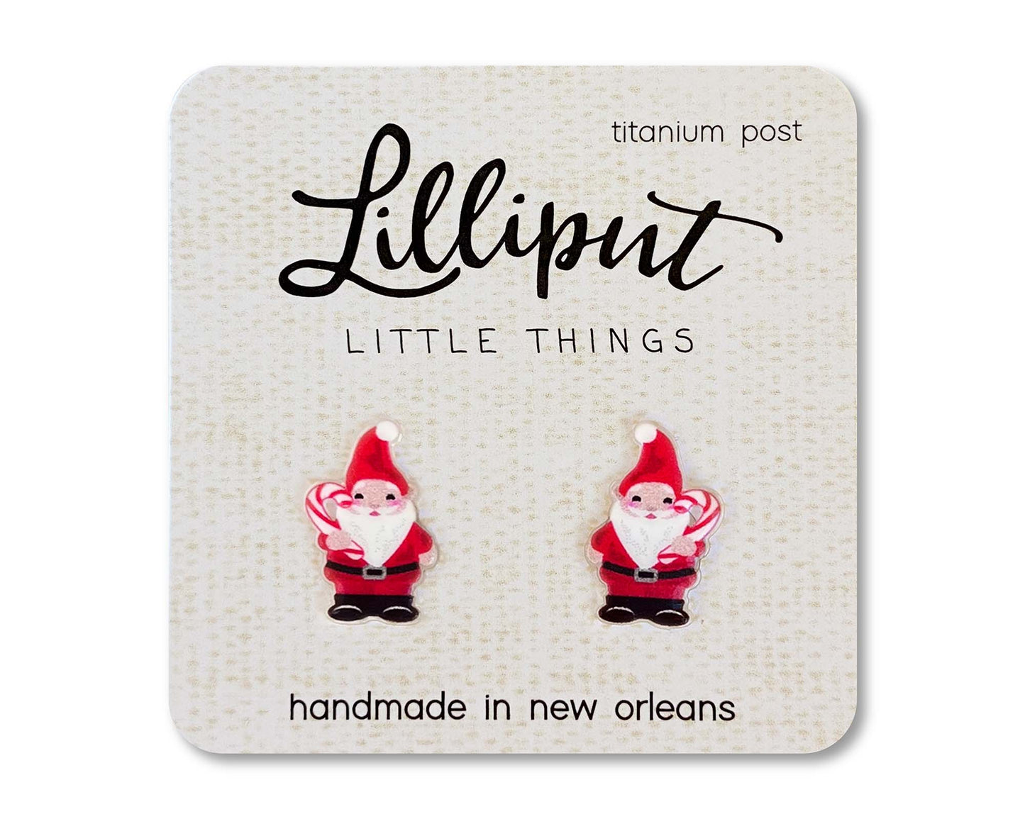 Santa Gnome Earrings - #shop_name Lilliput Little ThingsGifts