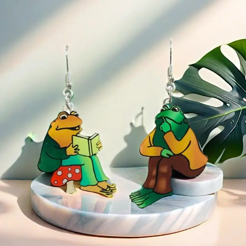Reading Frog Earrings
